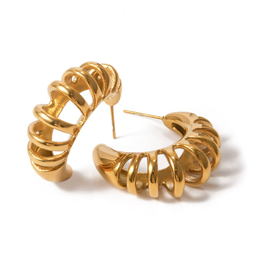 18K gold perforated stainless steel stud earrings