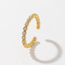 Load image into Gallery viewer, Stainless steel diamond-encrusted round bead open ring