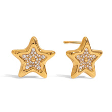 Load image into Gallery viewer, Stainless steel star-studded rhinestone earrings