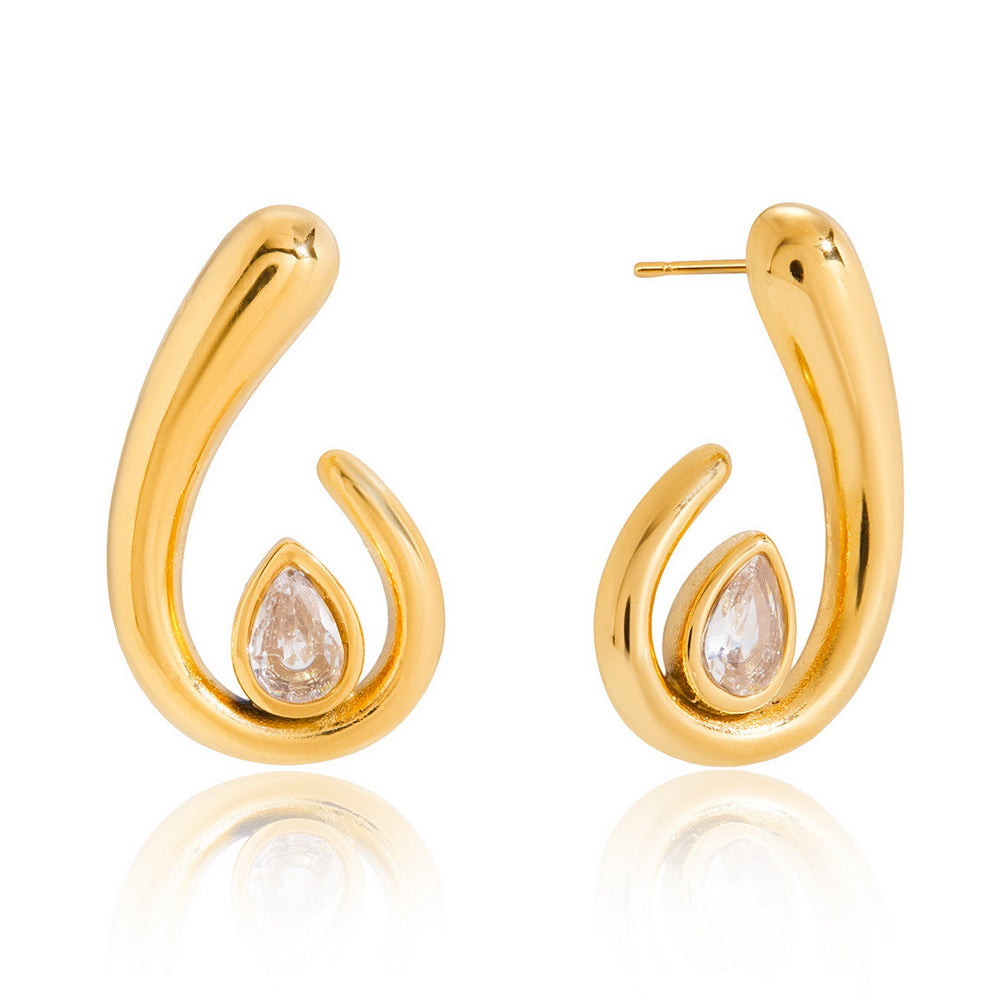 18k stainless steel zircon stud earrings