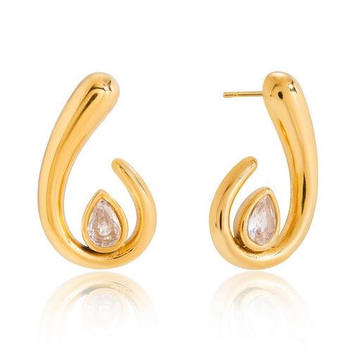 18k stainless steel zircon stud earrings