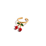 Stainless steel cherry pendant open ring