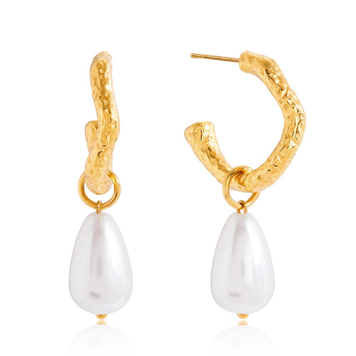 Stainless steel resin pearl stud earrings