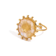 Load image into Gallery viewer, Stainless steel white oil-dripping shell open ring