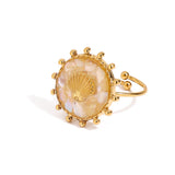 Stainless steel white oil-dripping shell open ring