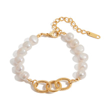 Load image into Gallery viewer, 18K gold stainless steel pearl beaded bracelet