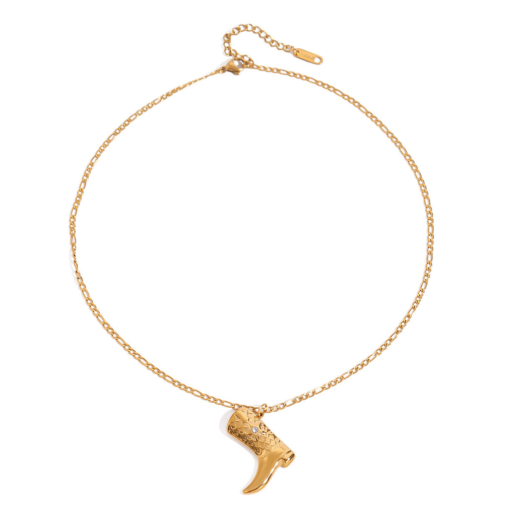 Stainless steel boot pendant necklace