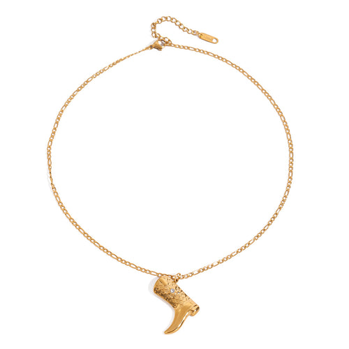 Stainless steel boot pendant necklace