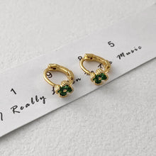 Load image into Gallery viewer, Zirconium-encrusted four-leaf clover earring buckles