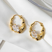Load image into Gallery viewer, Irregularly shaped round ear loops inlaid with zirconium