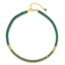 Load image into Gallery viewer, Natural stone lapis lazuli frisbee beaded necklace