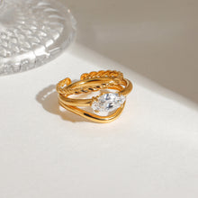 Load image into Gallery viewer, Stainless steel diamond stackable ring set