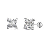 S925 sterling silver four-leaf claw diamond stud earrings