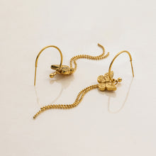 Load image into Gallery viewer, 18K gold stainless steel bow tassel C-shaped earrings