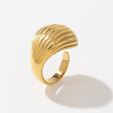 Stainless steel 18K gold special-shaped brushed texture open ring