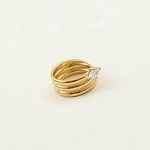 Load image into Gallery viewer, 18K gold stainless steel spiral arc surface three-ring zirconium-set ring