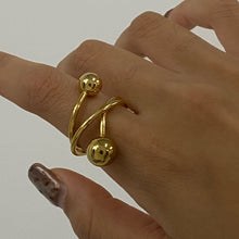 Load image into Gallery viewer, Golden stainless steel small round ball open ring