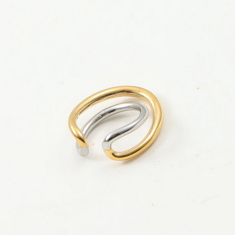 Stainless steel two-color spliced open ring