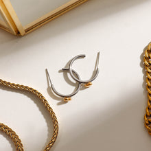 Load image into Gallery viewer, Stainless steel gold and silver color-matched simple heart-shaped earrings