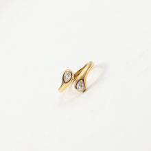 Load image into Gallery viewer, 18K gold stainless steel teardrop zircon open ring