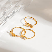 Load image into Gallery viewer, A three-piece set of stainless steel diamond rings stacked together
