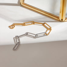 Load image into Gallery viewer, Stainless steel gold and silver color-matched paperclip chain bracelet