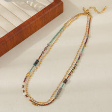 Load image into Gallery viewer, Colored natural stone freshwater pearl string necklace