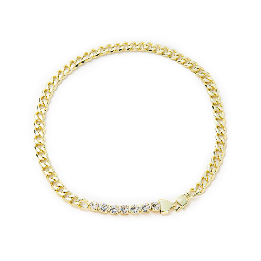 Golden stainless steel chain diamond necklace