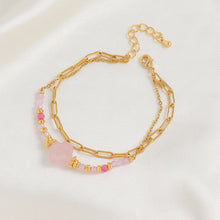 Load image into Gallery viewer, Pink peach blossom natural stone handcrafted beaded bracelet