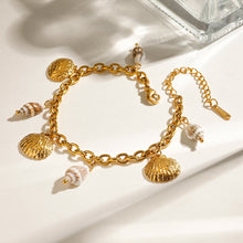 Load image into Gallery viewer, 18K gold stainless steel conch shell pendant bracelet