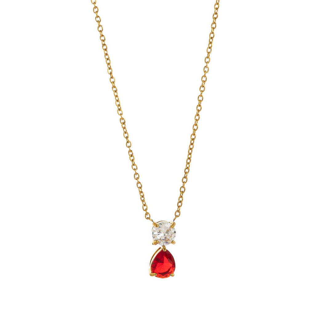 Stainless steel 18K gold 12 birth stone zircon necklace