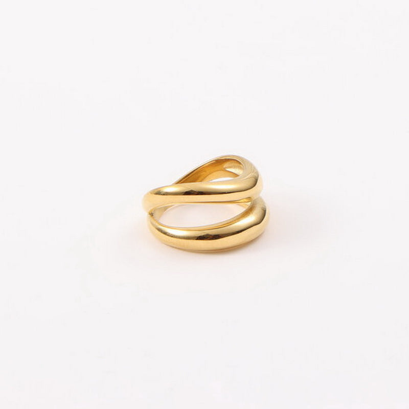 18K gold stainless steel double-layer arc-shaped special-shaped ring
