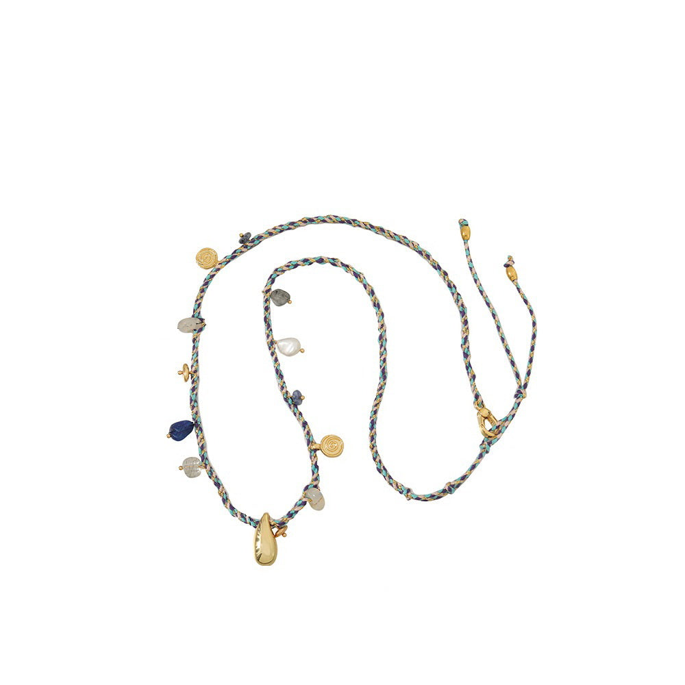 Lapis lazuli necklace, sweater chain