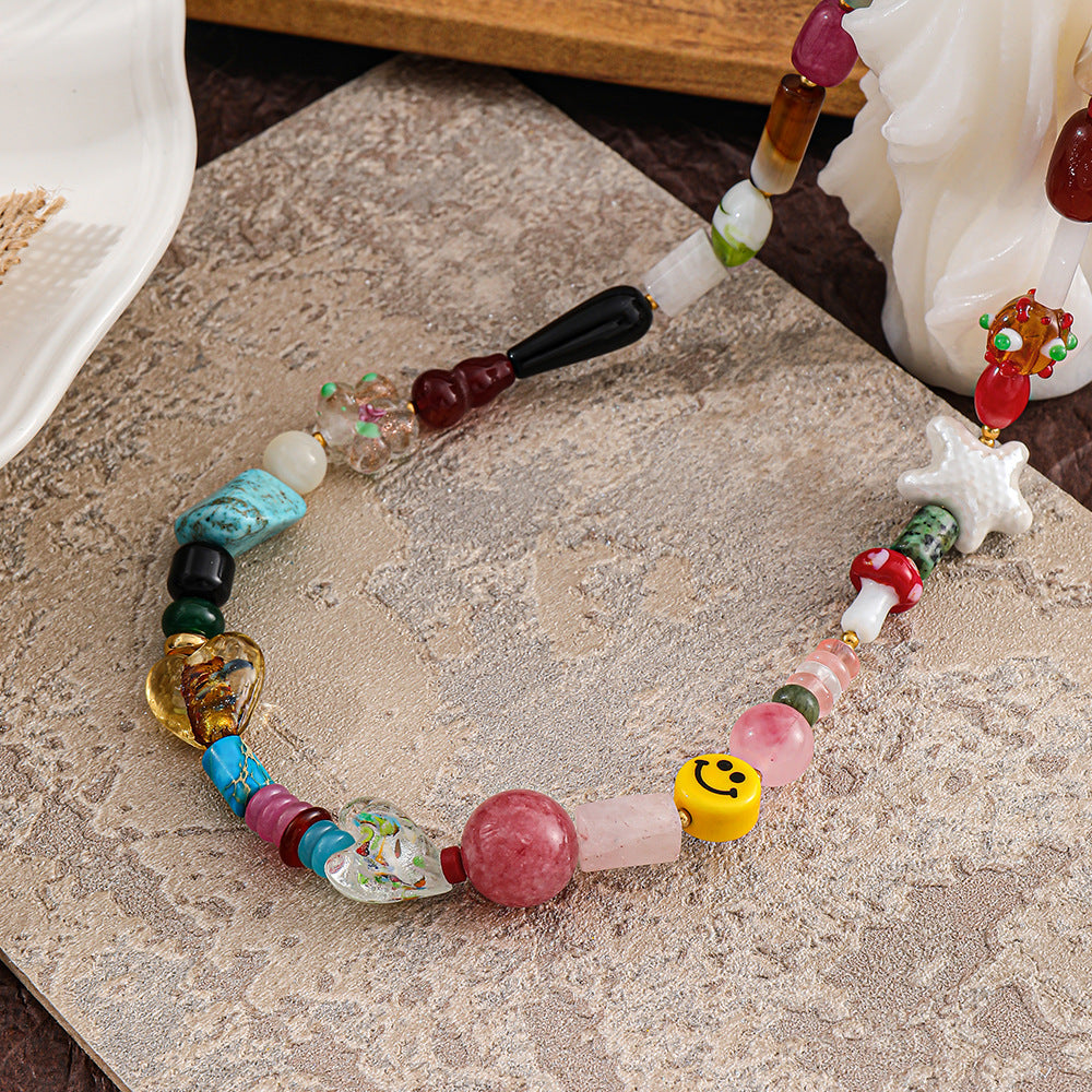 Rainbow glass handcrafted beaded necklace