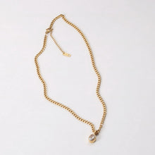 Load image into Gallery viewer, 18K gold stainless steel oval zircon pendant thick chain necklace