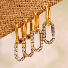 Load image into Gallery viewer, Stainless steel full-diamond oval pendant ear buckle