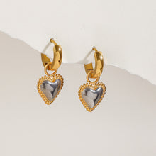 Load image into Gallery viewer, Stainless steel gold and silver color-matched heart-shaped pendant earrings