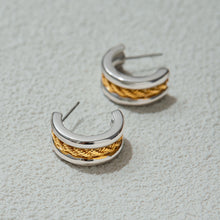 Load image into Gallery viewer, Stainless steel gold and silver color-matched C-shaped earrings