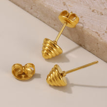 Load image into Gallery viewer, Stainless steel 18K gold-plated threaded enamel oil drip camellia double-sided stud earrings