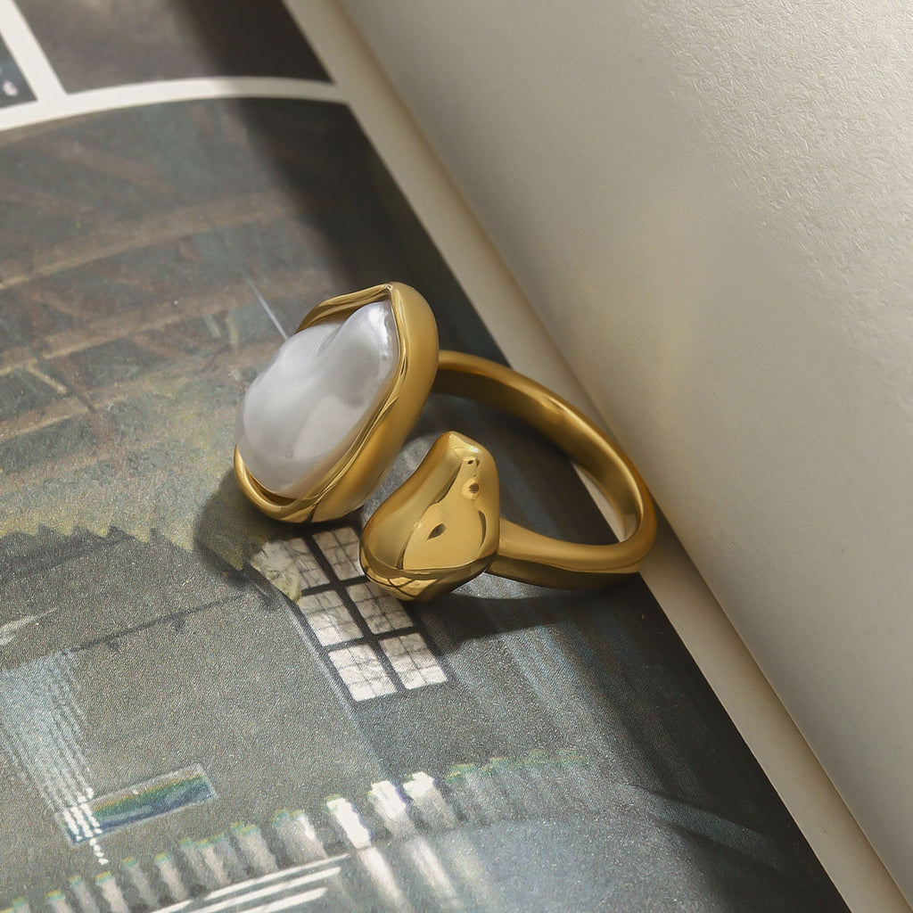 Stainless steel special-shaped pearl ring