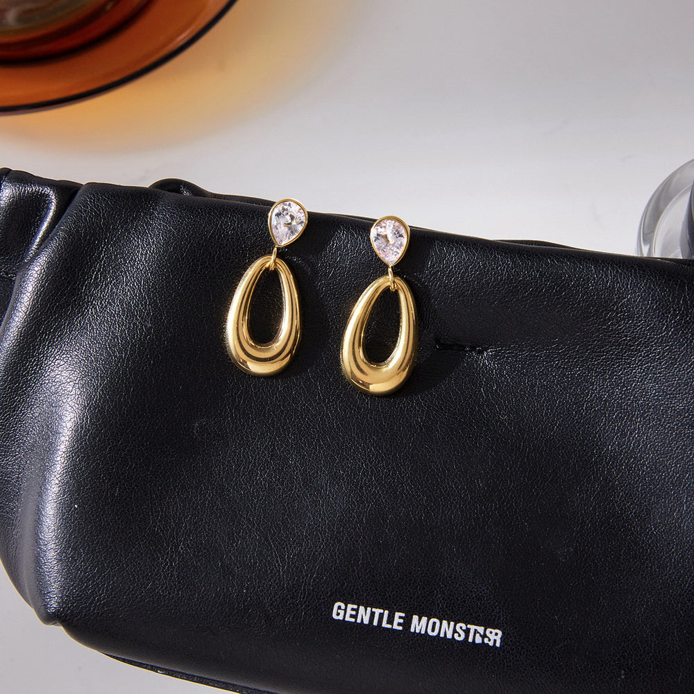 18k gold stainless steel zircon earrings