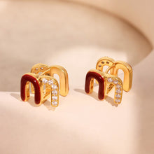 Load image into Gallery viewer, M zirconium-inlaid Angola red oil-dripping copper ear loops