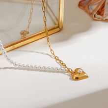 Load image into Gallery viewer, Stainless steel chain, pearl chain, heart-shaped pendant necklace