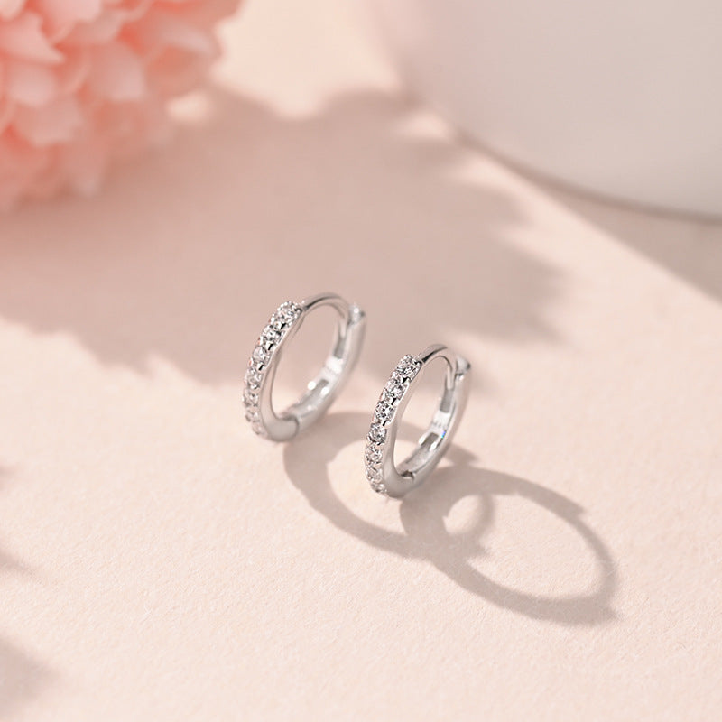 1 pair of S925 sterling silver zircon earrings and ear rings