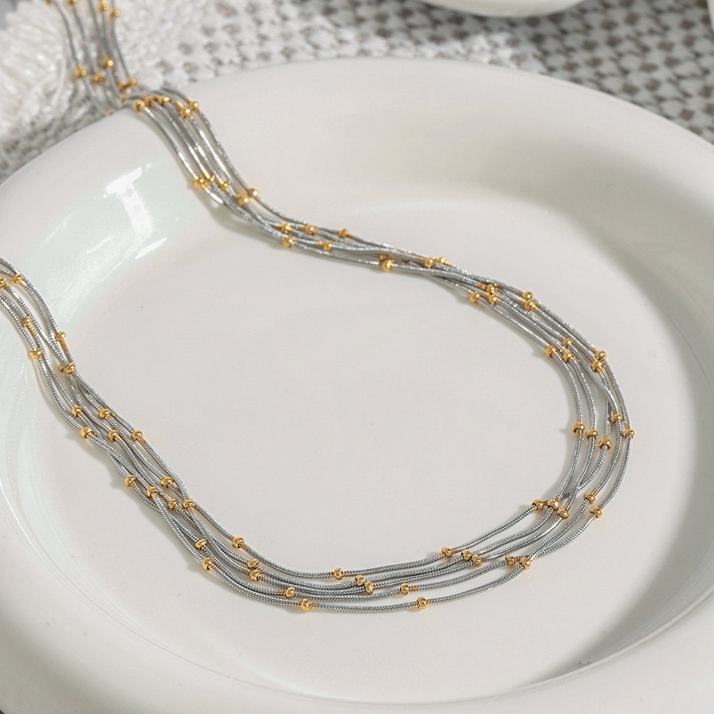 Stainless steel multicolored multi-layer necklace