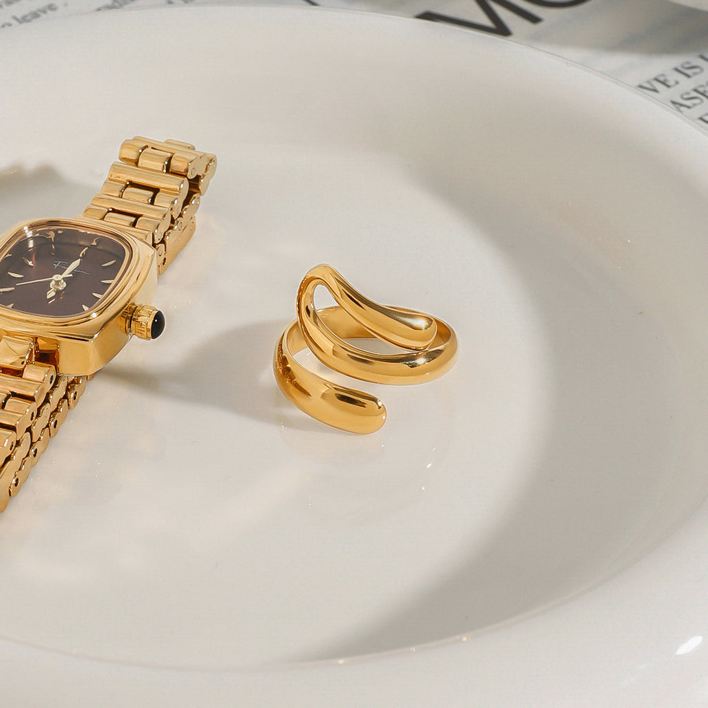 Golden stainless steel ring