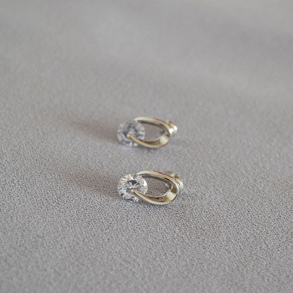 925 silver needle white zircon copper stud earrings