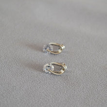 Load image into Gallery viewer, 925 silver needle white zircon copper stud earrings