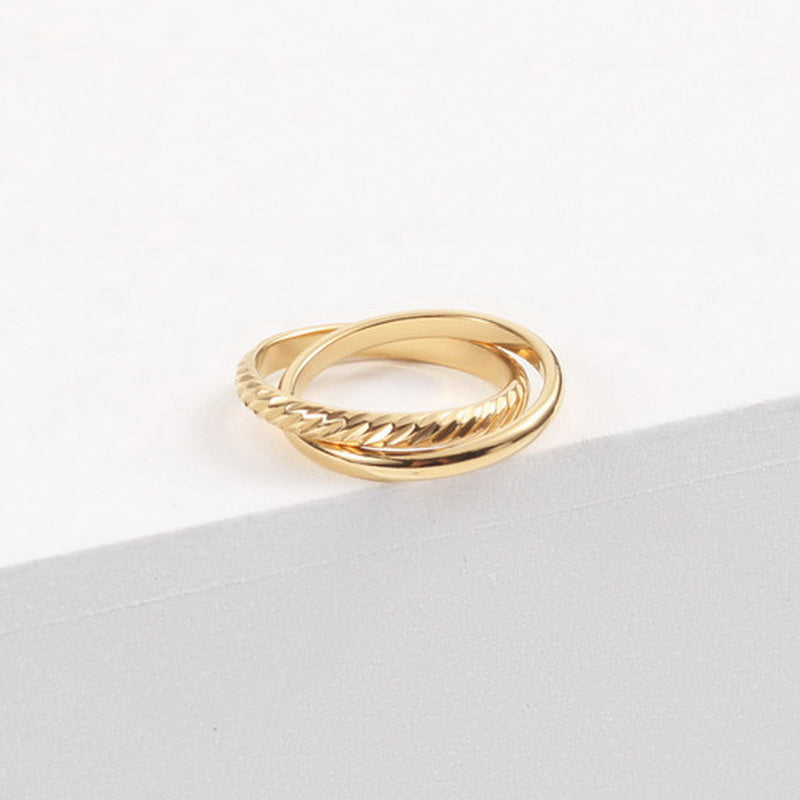 One stainless steel double-ring wound ring