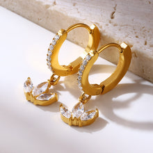 Load image into Gallery viewer, Stainless steel slightly set clover zircon earrings